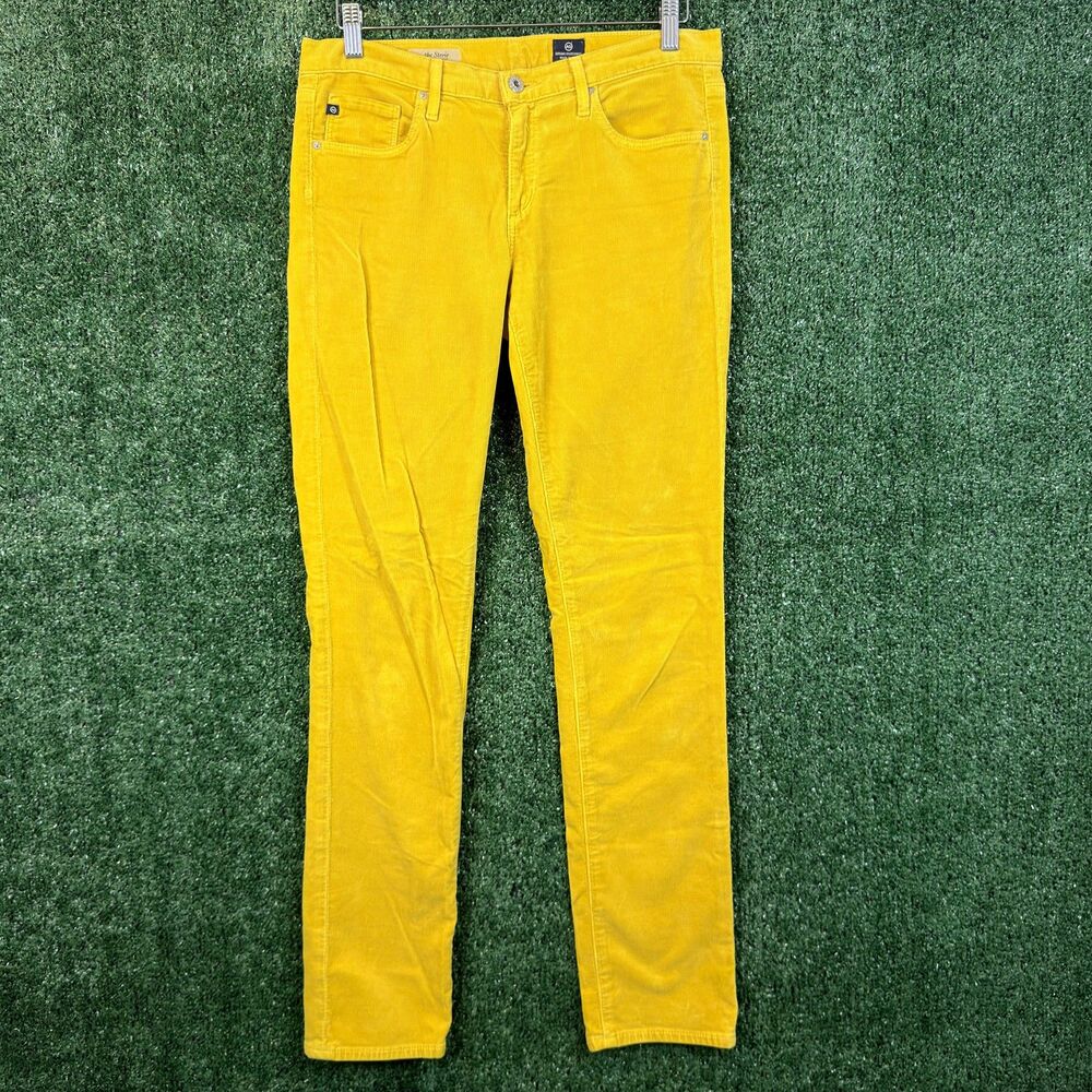 AG Adriano Goldschmied Womens The Stevie Corduroy Pants 29R Yellow Slim Straight